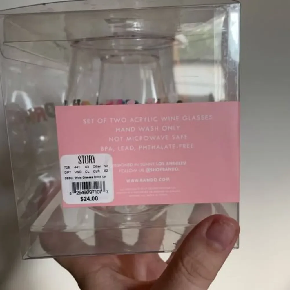 NWT Bando Ban.do Set of Two Acrylic Wine Glasses